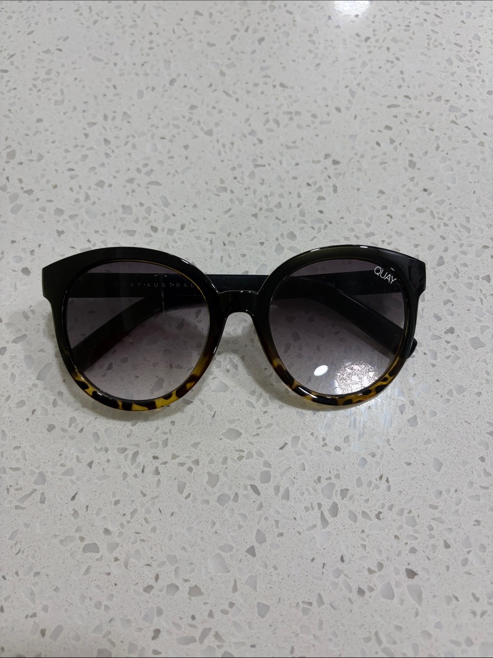 Quay Australia Black and Tortoise Round Sunglasses